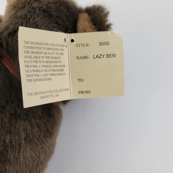 The Bearington Collection Teddy Bear Brown Lazy Ben Stuffed Animal 8" Plush - Picture 7 of 8